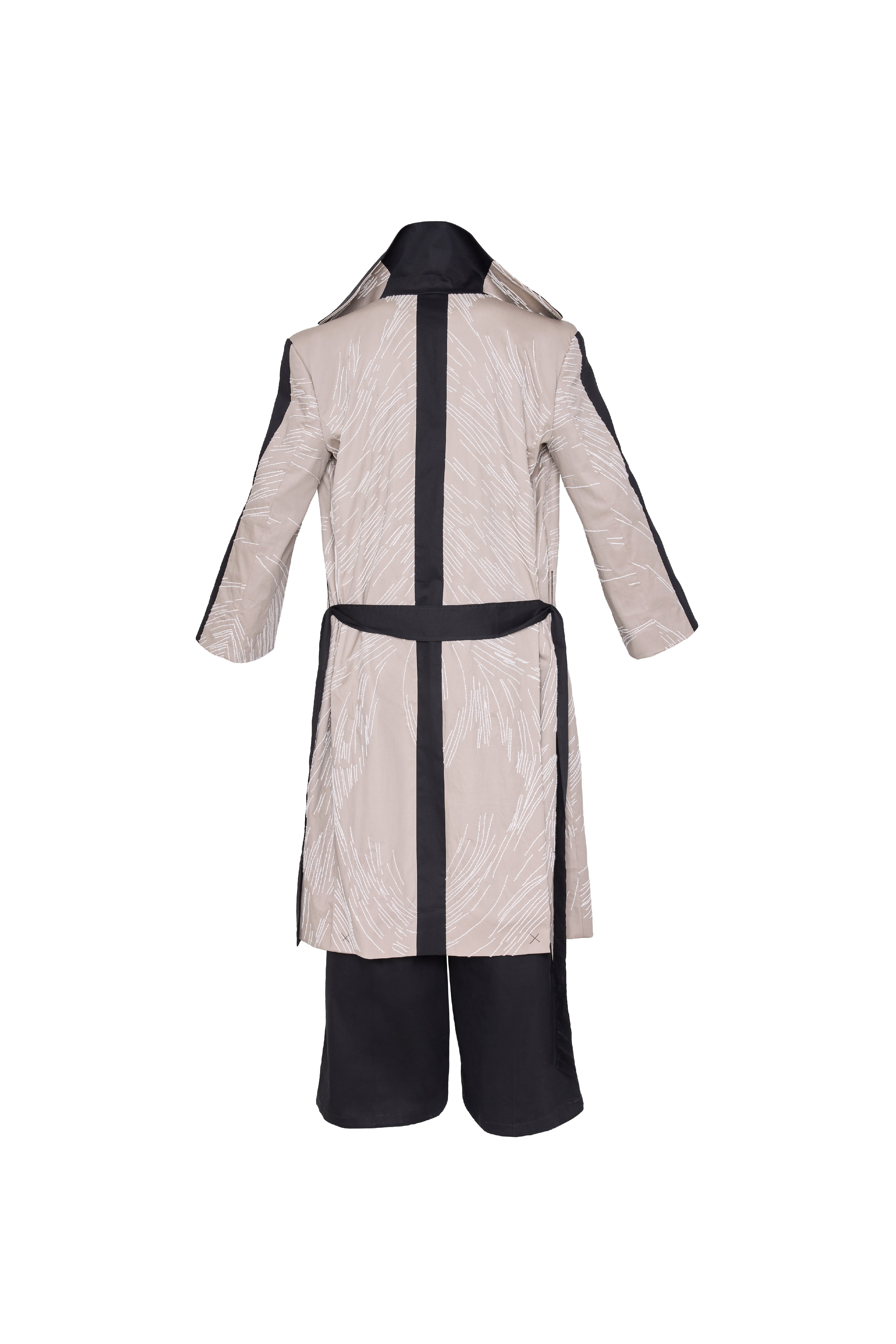 Beige and Black Drill Coat